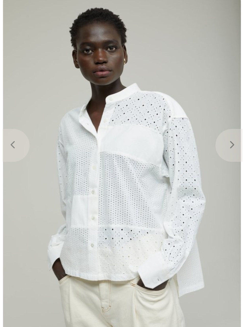 CLOSED /// White Eyelet Button-Down Women's Shirt Size